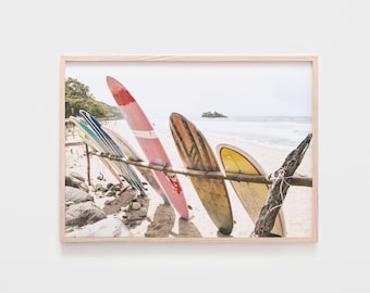 Surf Print Wall Art, Beach Surfboard photography, Coastal Poster, Printable Wall Art
