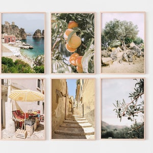 Italy gallery wall, Sicily prints set of 6, Italy wall art, Mediterranean posters, printable wall art