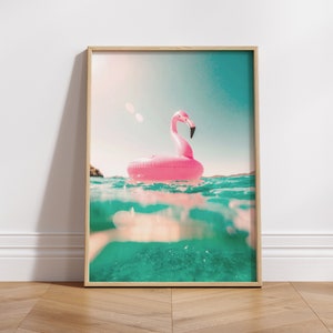 Flamingo beach print, flamingo picture print, California beach poster, summer pool photography, printable wall art