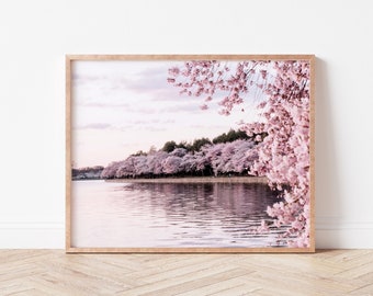 Wydruk z kwiatem wiśni, sztuka ścienna z Sakurą, fotografia wiosenna, plakat z różowym kwiatem drzewa, sztuka ścienna do druku