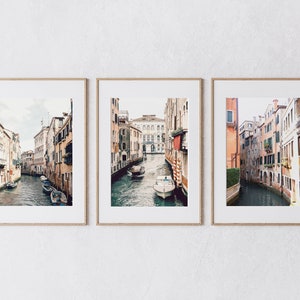 Venice wall art prints, set of 3 prints, Italy wall art, Venice Canals posters, gondola photography, printable wall art