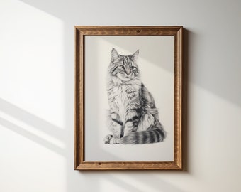 Arte de parede vintage com gatos, impressão de desenho antigo de gato, pôster de gato para imprimir, presente para amantes de gatos, arte para download digital, arte de parede para imprimir