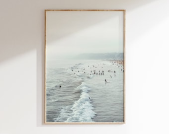 Arte de pared imprimible de Pastel Beach, impresión de la costa de California, póster digital de playa, fotografía del océano, descarga instantánea