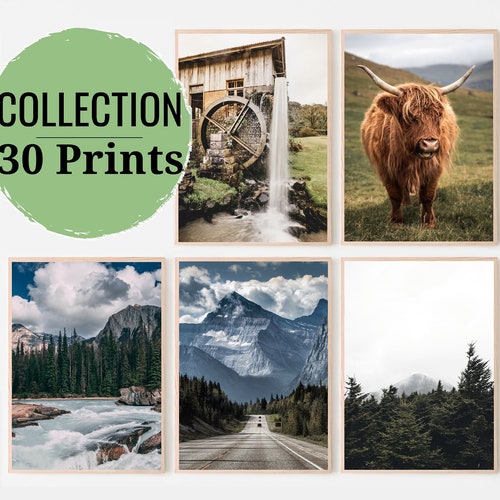 Nature Gallery Wall Set of 30 Prints Mountain Wall Art Etsy