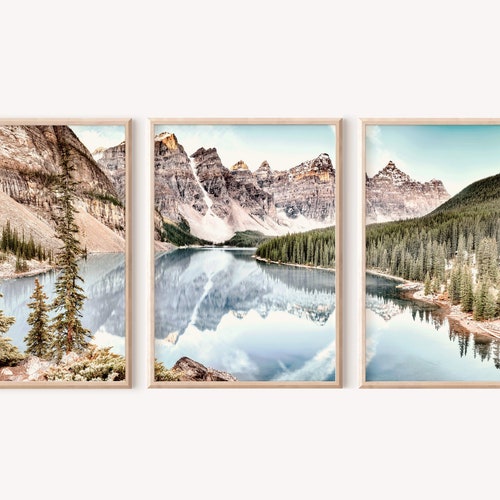 Moraine Lake Wall Art Mountain Set of 3 Prints Canada Etsy
