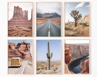 Printable Desert Wall Art Set of 6 prints, Southwestern Gallery Wall Set, Arizona Nature posters, Joshua tree photo, digital download