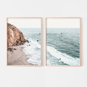 California beach prints set of 2, Coastal digital prints, ocean photography, California summer diptych art, printable wall art