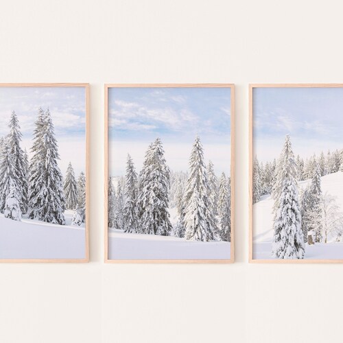 Snowy Landscape Set of 3 Prints Winter Scene Printable Ski | Etsy