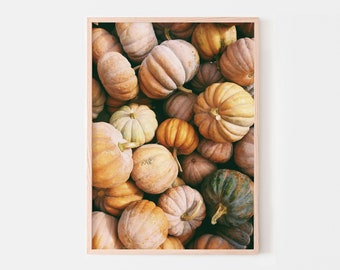 Fall Pumpkins Print, Autumn Pumpkin Photography, Farmhouse Fall Decor, Printable Wall Art