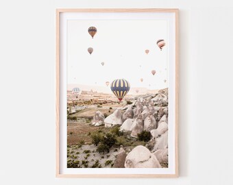 Hot Air Balloon Print, Turkey Wall Art, Digital File, Cappadocia Poster, Printable Wall Art