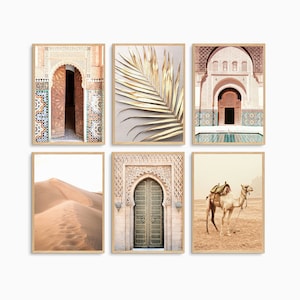 Moroccan Wall art, Set of 6 prints, Marrakech, Desert, Camel Poster, Moroccan Door Photography, Printable wall art