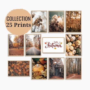 25 Drucke, Herbst Wandkunst, Herbst Galerie-Wand-Set, Herbst Natur Poster, digitaler Download, druckbare Wandkunst