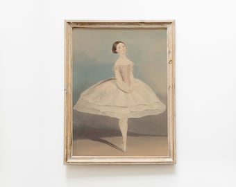 Vintage ballerina digital print, antique ballerina art for baby girls room wall, vintage nursery printable wall art