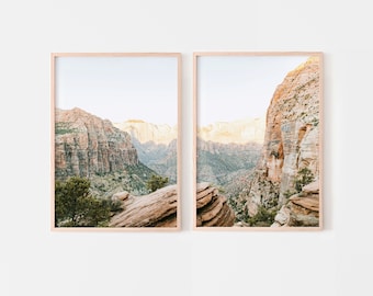 Zion 2 piece wall art, National Park prints, Desert Canyon posters, Utah nature photography, Southwestern printable wall art