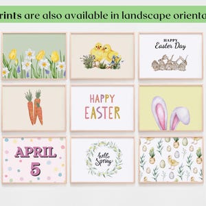 30 Easter wall art prints, pastel eggs bunny posters, spring bundle printables, digital download image 3