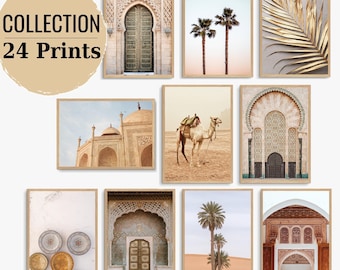 Moroccan Prints Set of 24, Marrakech Posters, Moroccan Door Photography, Desert Printable Wall Art