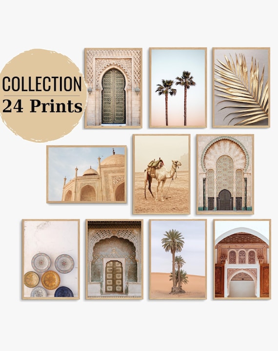 Moroccan Prints Set of 24, Marrakech Posters, Moroccan Door Photography, Desert Printable Wall Art