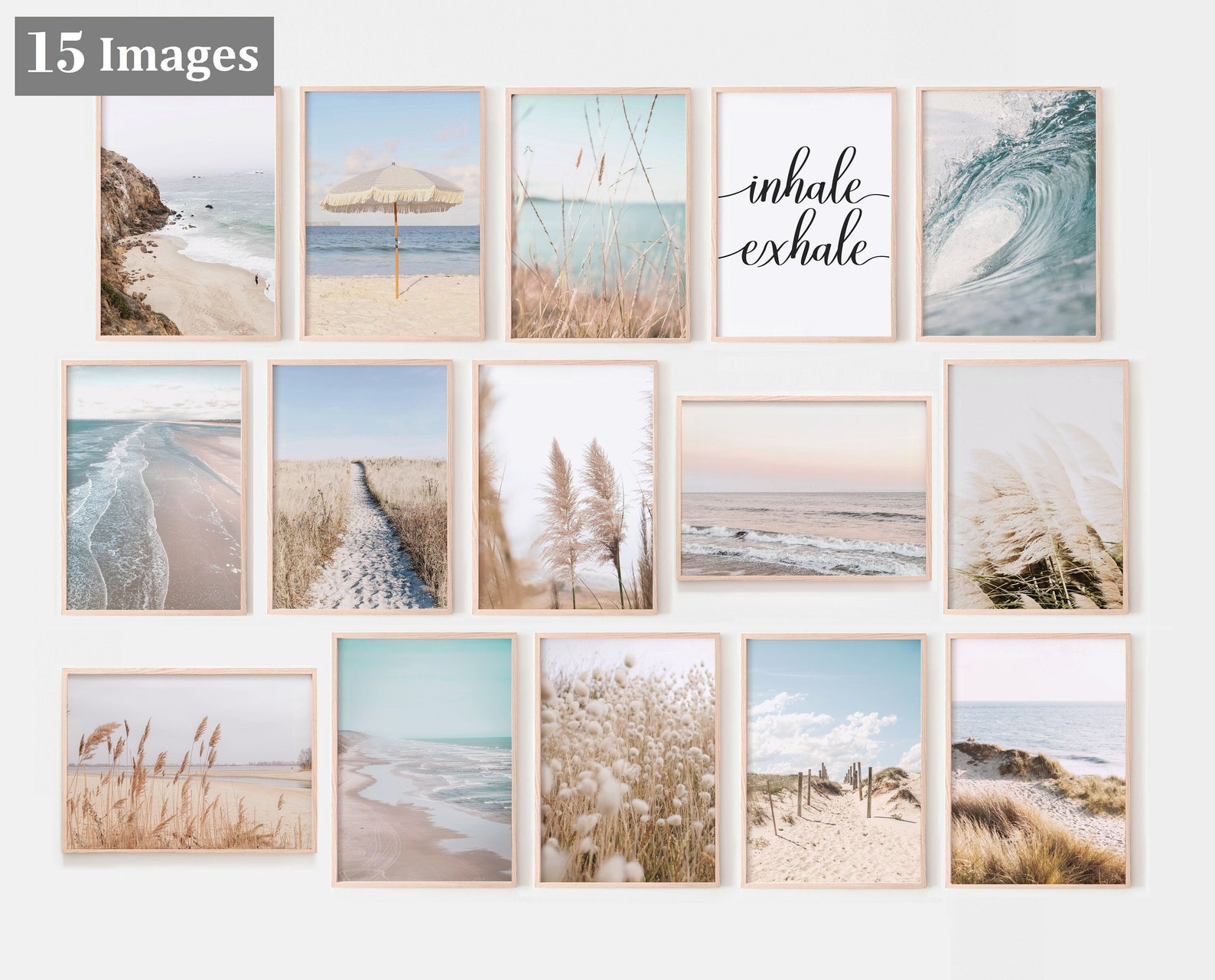 Boho Beach Wall Art Coastal Gallery Wall Set of 15 Prints Etsy