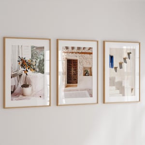 Mediterranean prints set of 3, Neutral Italy wall art, mediterranean door photography, boho printable wall art