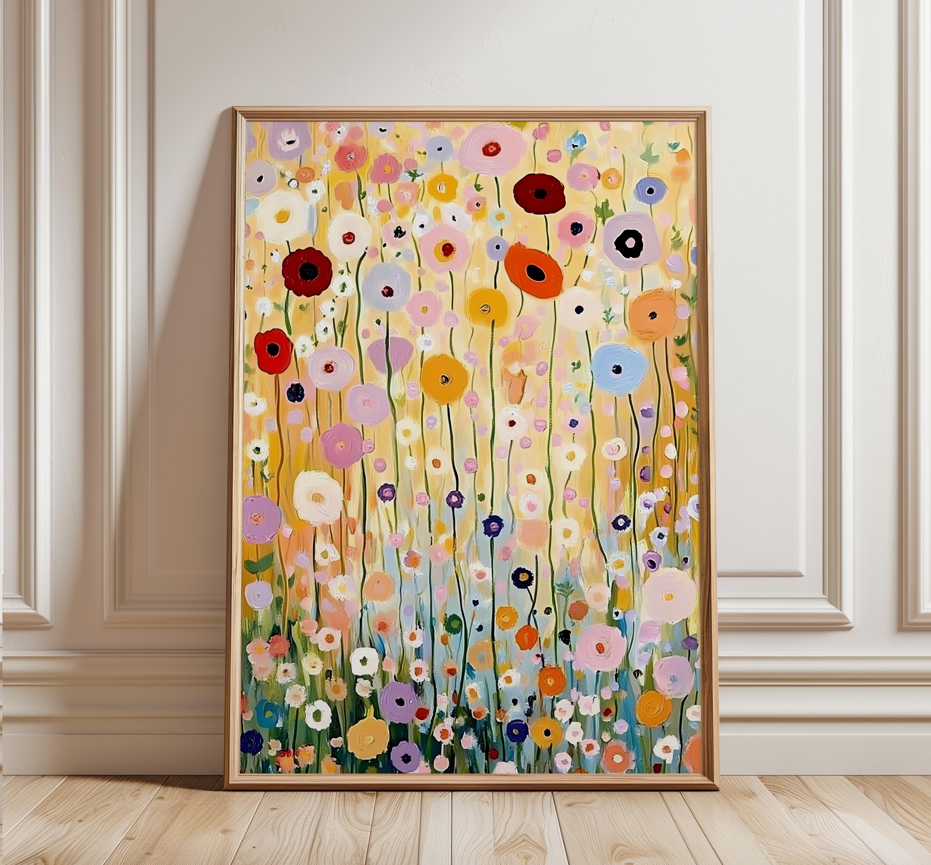 Wildflowers Field Painting Print: Colorful Floral Wall Art