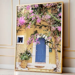 Greece digital print, summer mediterranean photography, floral greek island poster, printable wall art