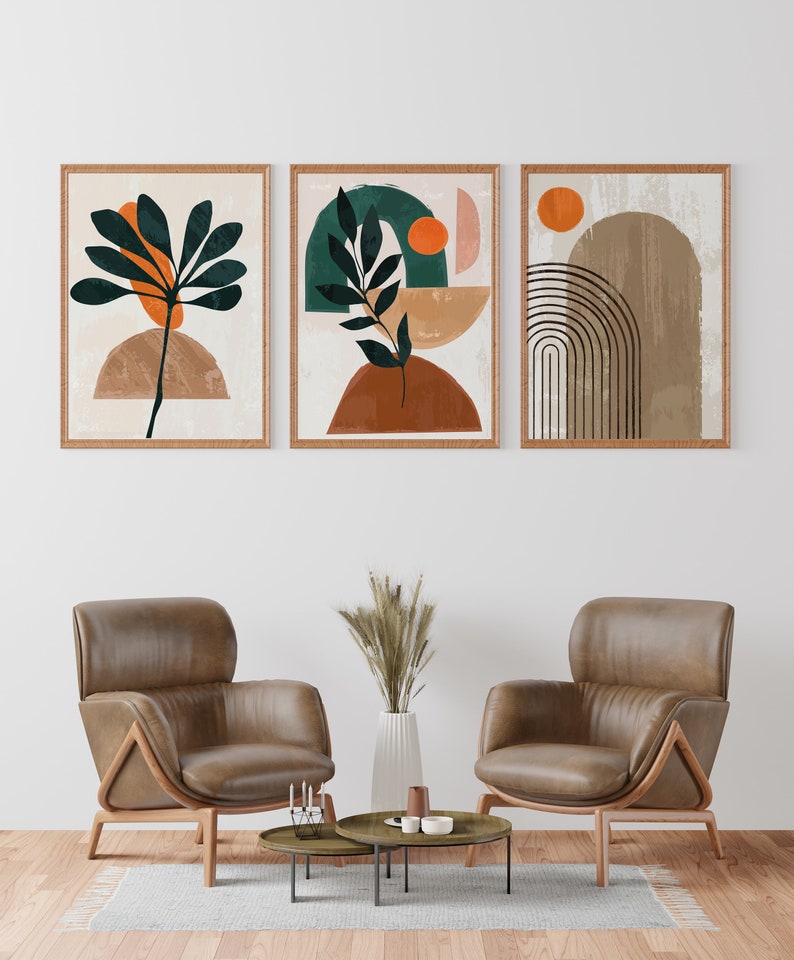 Boho Gallery Wall Set of 9 prints, Boho Wall Art Prints, Abstract Home Decor, Printable Wall Art image 4