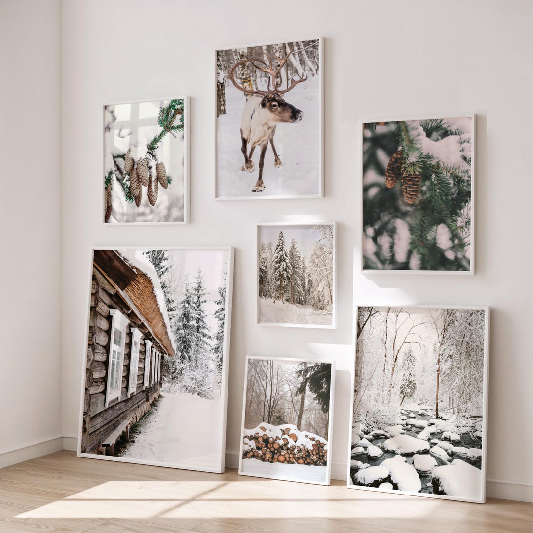 Winter Set of 7 Prints, Christmas Gallery Wall Set, Winter Digital ...
