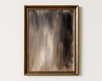 アースカラーのブラウン抽象画：ムーディーなヴィンテージテクスチャー絵画（デジタルダウンロード）