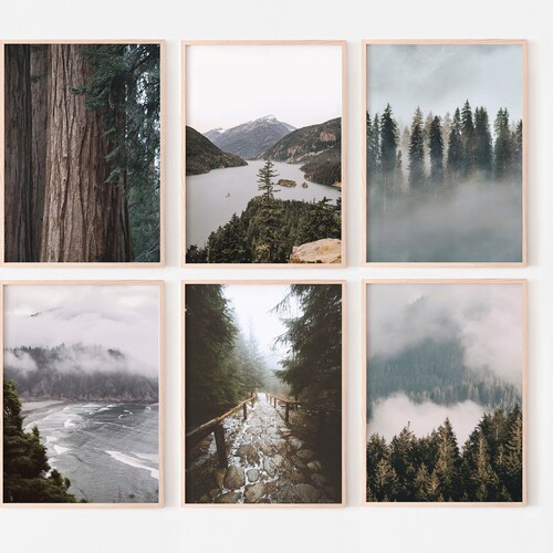 Nature Gallery Wall Set of 6 Prints Rustic Landscape Wall Etsy