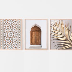Moroccan Wall Art Set of 3 Prints, Morocco Mosaic Photo, Moroccan Door Poster, Marrakech Prints Set, Printable Wall Art