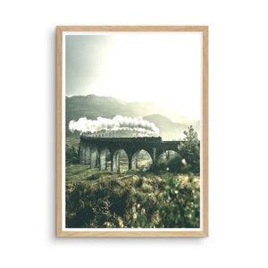 Scotland Nature Wall Art, Steam Train Photography Print, Glenfinnan Viaduct, Printable Wall Art