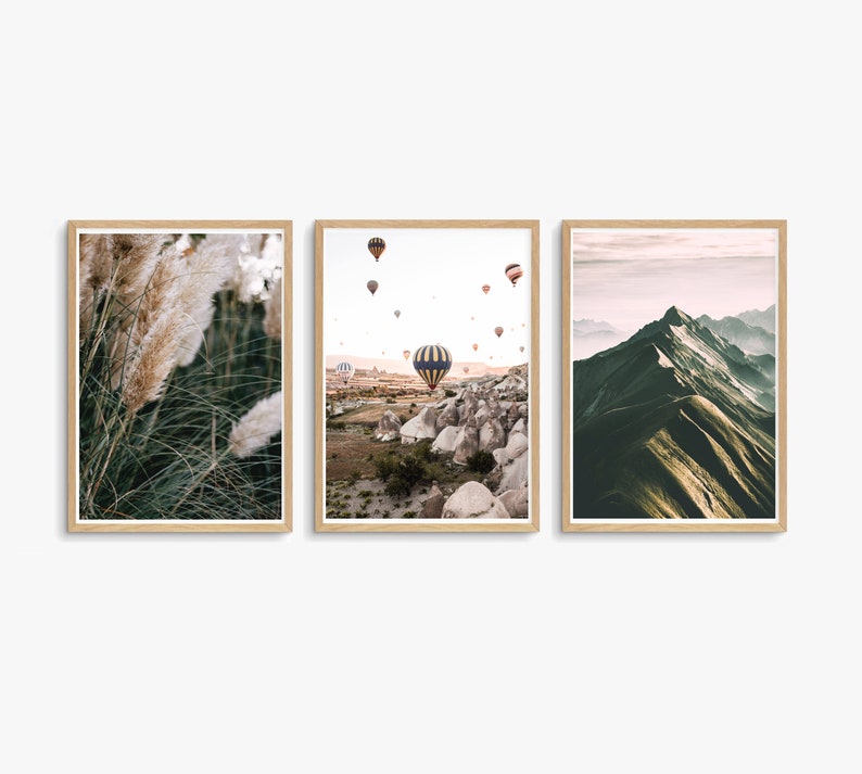 Green Set of 3 Prints Landscapes Boho Posters Dark Green - Etsy