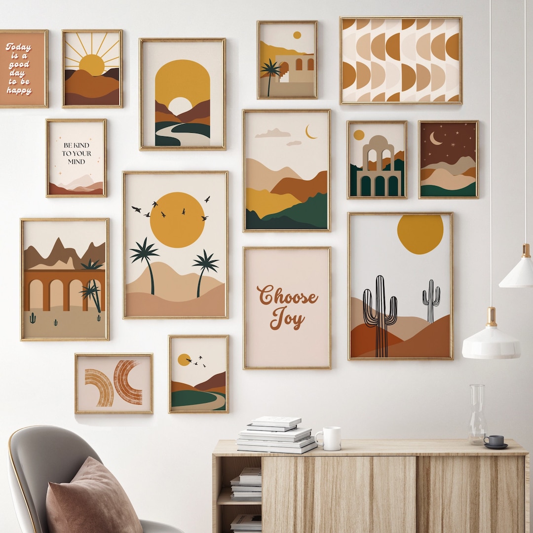 24 Prints Mid Century Gallery Wall Set Modern Abstract Etsy