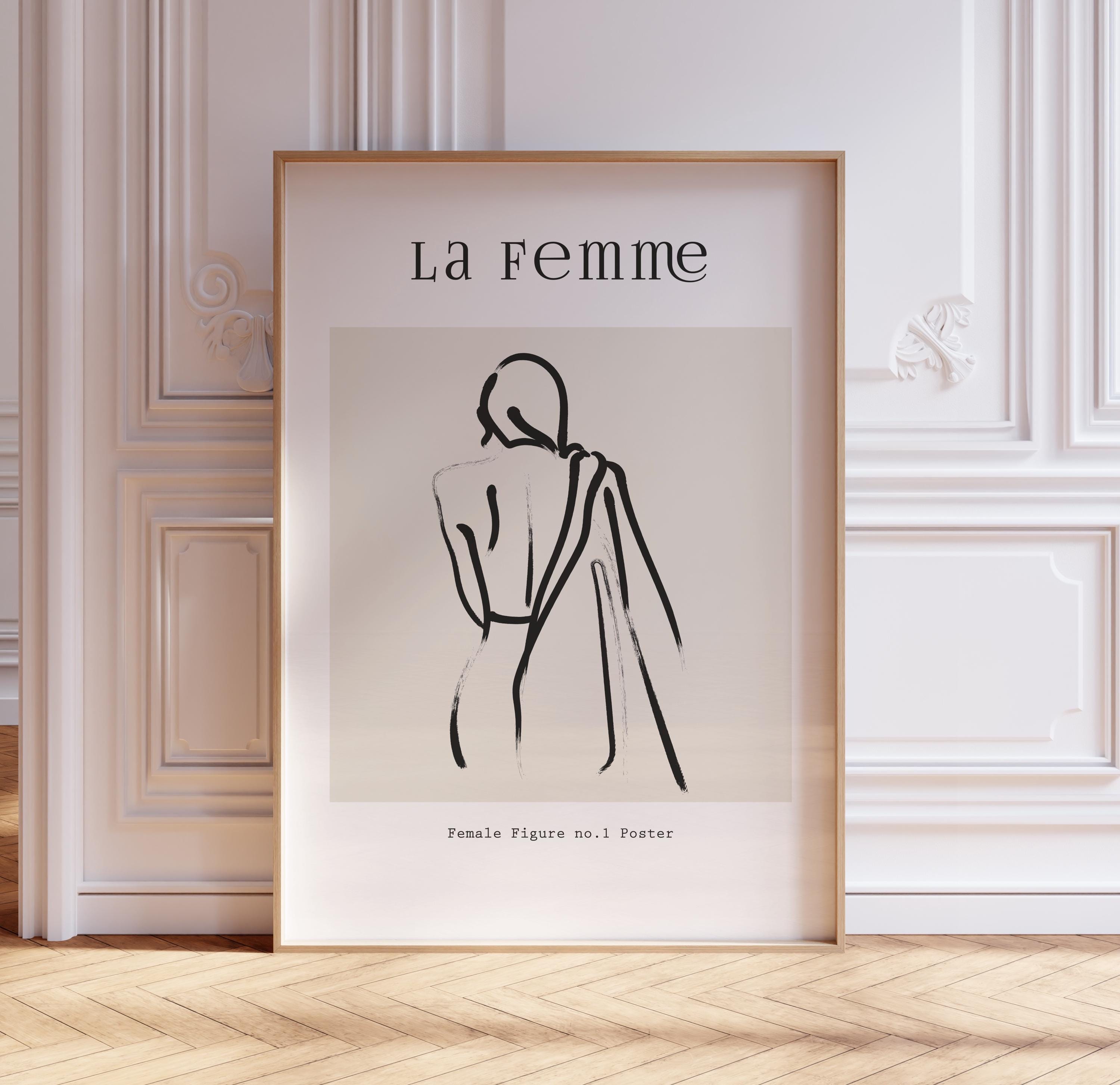La Femme Line Art Print, Boho Neutral Female Illustration