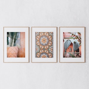 Marrakesh prints set of 3, Moroccan wall art, Oriental digital prints, Moroccan tiles poster, bohemian printable wall art
