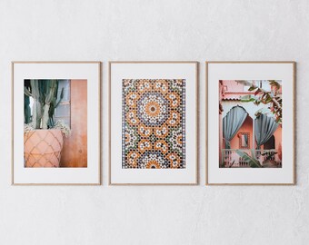 Marrakesh prints set of 3, Moroccan wall art, Oriental digital prints, Moroccan tiles poster, bohemian printable wall art