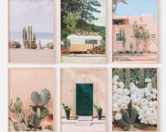 Southwestern cactus print set of 6, Arizona desert wall art, boho cactus gallery wall prints, digital download, printable wall art
