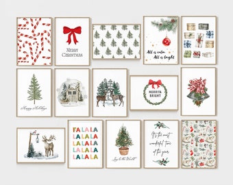 30 Prints, Christmas wall art, digital download, winter gallery wall set, posters for holiday decor, Christmas printable wall art