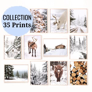 35 Winter prints, Christmas printables, holiday decor, posters for digital download, printable wall art