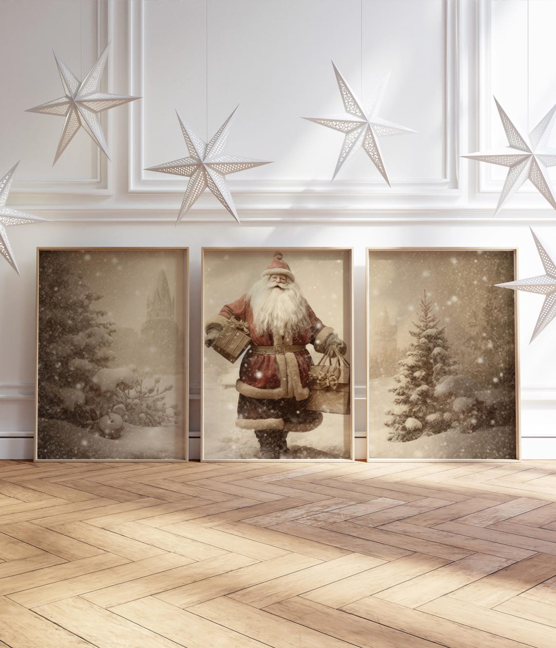 Printable Vintage Christmas Prints, Santa Claus Prints Set of 3 ...
