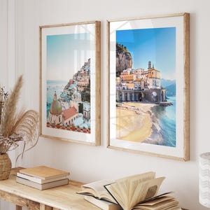 Amalfi Coast prints set of 2, Italy Wall Art, Coastal Amalfi Photography, summer travel posters, Printable Wall Art