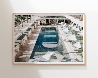 Impressão de arte de piscina, fotografia de piscina, pôster retrô de piscina de verão, arte de parede para impressão