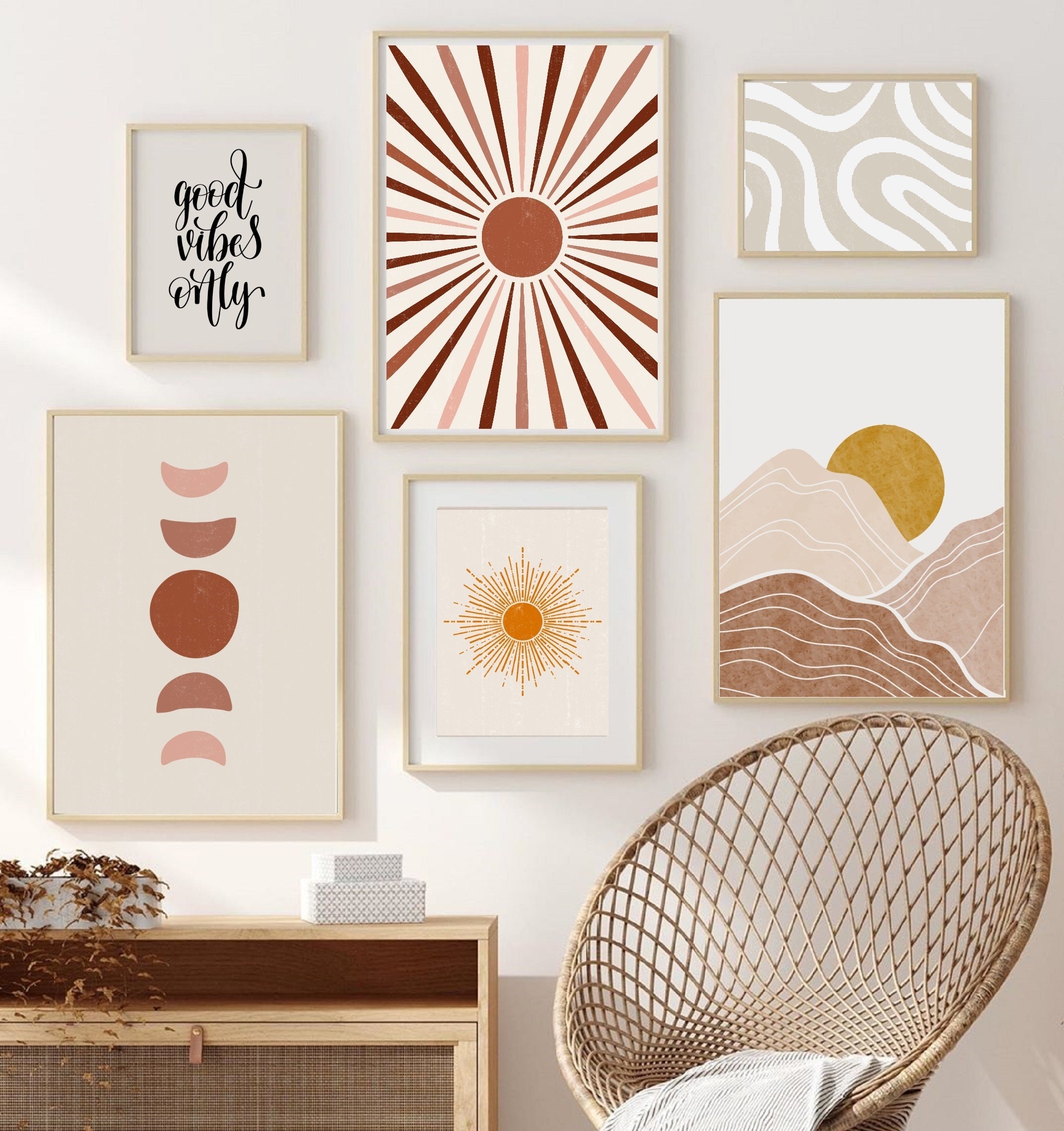 Boho Gallery Wall Set of 9 Prints Boho Wall Art Prints - Etsy