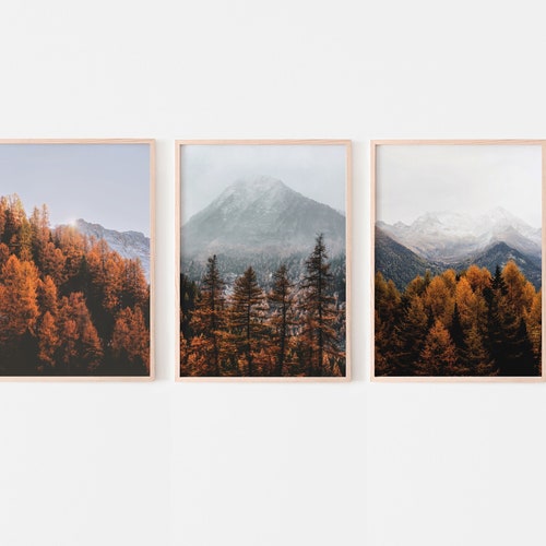 3 Piece Wall Art Landscapes Set of 3 Prints Fall Forest Set Etsy