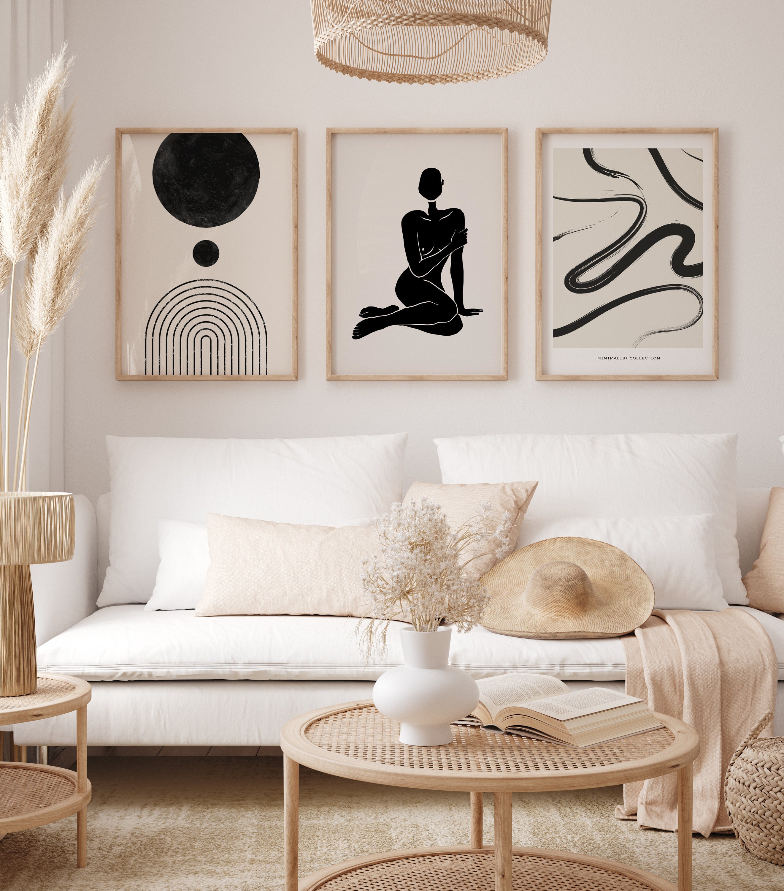 MPLONG Quadro Su Tela Moderno 3 Pezzi – Stampe Geometriche Astratte, Decorazione Da Parete Minimal Per Soggiorno, Camera E Ufficio