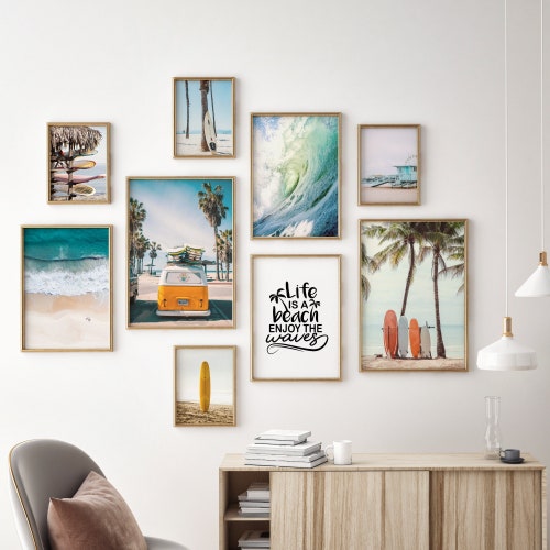 Beach Prints Gallery Wall Set of 9 Wave Print Boho Beach - Etsy Australia