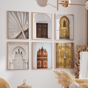 Moroccan Wall Art Prints, Bohemian Marrakech Door Posters, Moroccan Gallery Prints Set of 6, Printable Wall Art