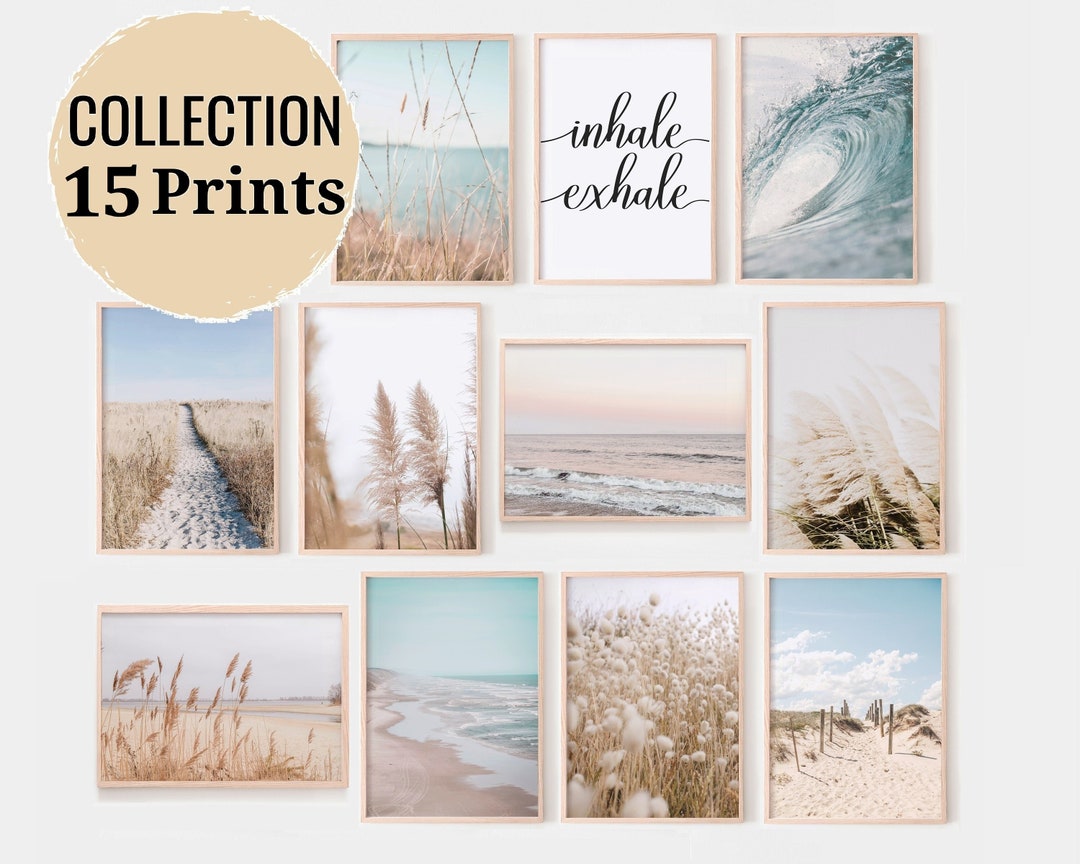 Boho Beach Wall Art Coastal Gallery Wall Set of 15 Prints Etsy
