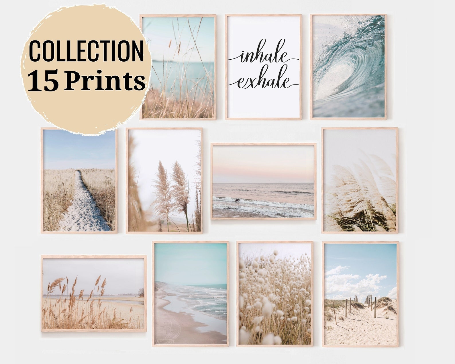 Boho Beach Wall Art Coastal Gallery Wall Set of 15 Prints Etsy