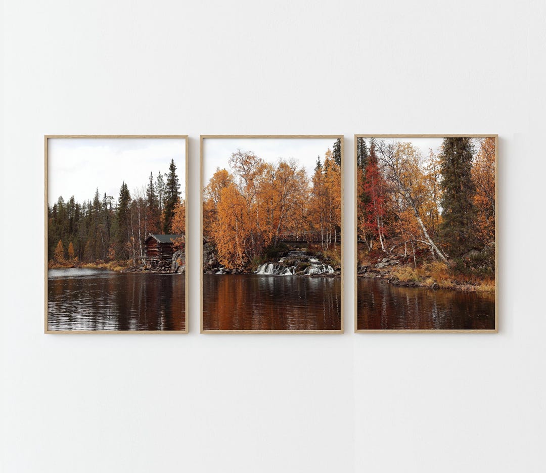 Fall Landscape Prints Set of 3, Autumn Pictures, Fall Triptych ...